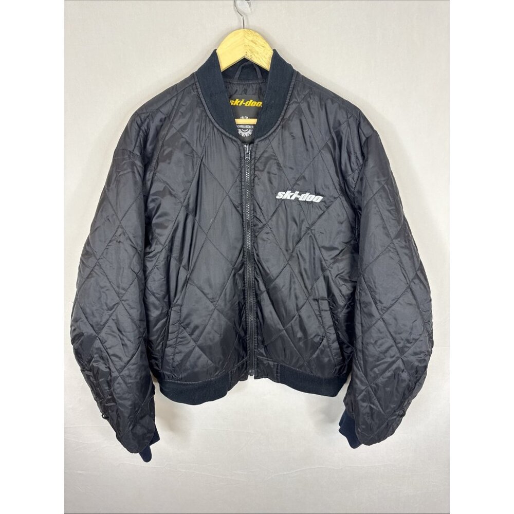 Ski-Doo Bombardier Quilted Bomber Liner Jacket Black Insulated Mens M
